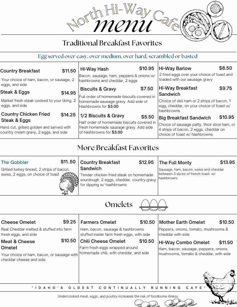 MENU — North Hi-Way Cafe